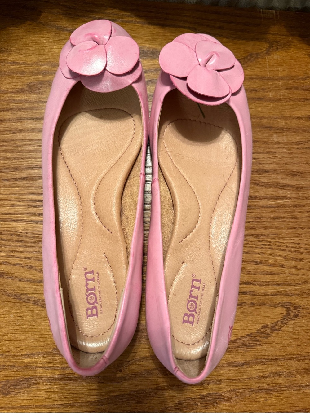 Born Pink Leather Flower Ballet Flats